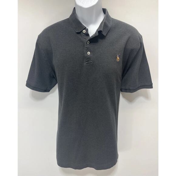 Polo Ralph Lauren Shirt Mens XL Dark Gray Short Sleeve Classic Fit Flesh Pony - Picture 1 of 6